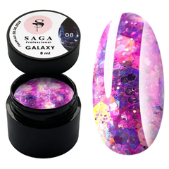 SAGA Professional Galaxy Glitter gel, 08, 8 мл — гель для дизайну з глітером