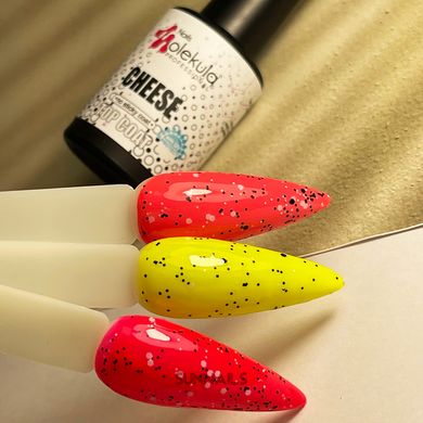 Nails Molekula Top Cheese, 12 мл — топ для гель-лаку з чорно-білими крапками