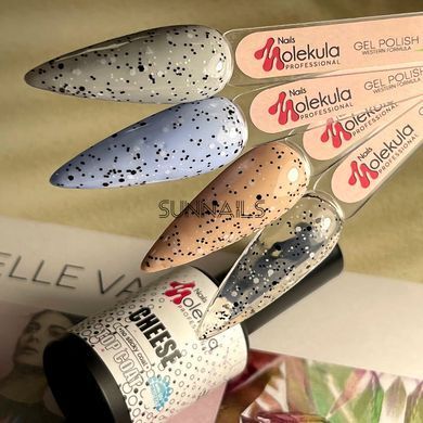Nails Molekula Top Cheese, 12 мл &mdash; топ для гель-лаку з чорно-білими крапками