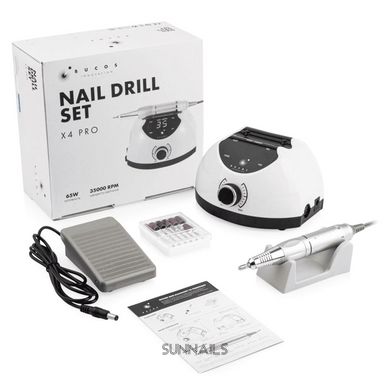 Фрезер для манікюру та педикюру BUCOS Nail Drill X4 Pro, 65W, 35000 об/хв, White Pearl