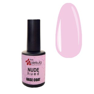 Nails Molekula Base Rubber Nude, Hued, 12 мл — база для гель-лаку нюдова, рожева