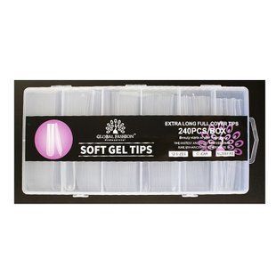 Global Fashion Гелеві тіпси для нарощення нігтів, форма квадрат, 240 шт (Soft Gel Tips Extra Long Full Cover Tips)
