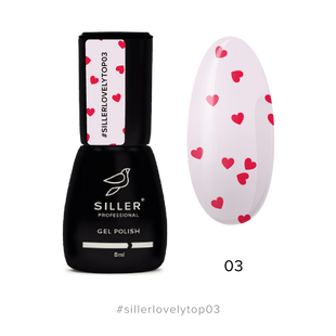 Siller Lovely Top, 03, 8 мл &mdash; топ для гель-лаку з серцями