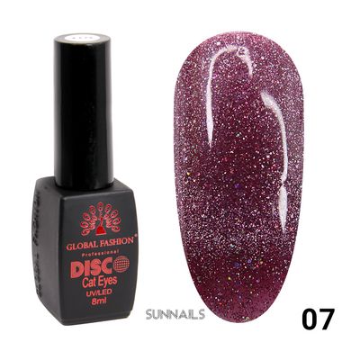 Global Fashion Disco Cat Eye gel polish, 007, 8 мл — гель-лак для нігтів світловідбивний з ефектом котяче око