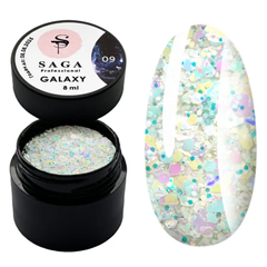 SAGA Professional Galaxy Glitter gel, 09, 8 мл — гель для дизайну з глітером