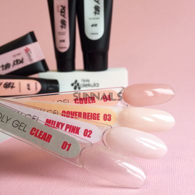 Nails Molekula Poly gel, 04, Cover, 30 мл &mdash; полігель для нарощення нігтів в тюбику, бежевий