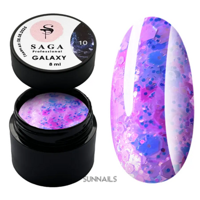 SAGA Professional Galaxy Glitter gel, 10, 8 мл — гель для дизайну з глітером