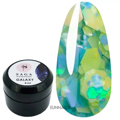 SAGA Professional Galaxy Glitter gel, 15, 8 мл — гель для дизайну з глітером