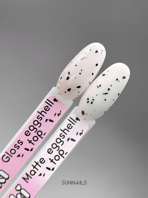 Toki-Toki Top Eggshell Gloss, 5 мл — топ для гель-лаку без липкого шару з чорними вкрапленнями