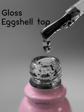 Toki-Toki Top Eggshell Gloss, 5 мл — топ для гель-лаку без липкого шару з чорними вкрапленнями