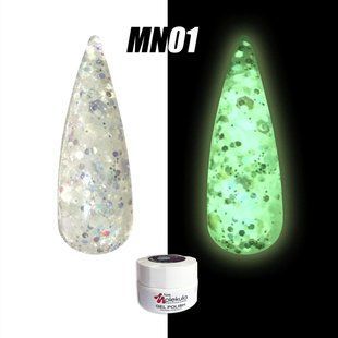 Nails Molekula Gel polish Magic Night, MN01, 5 мл &mdash; люмінісцентний гель-лак для нігтів з глітером, який світиться темряві