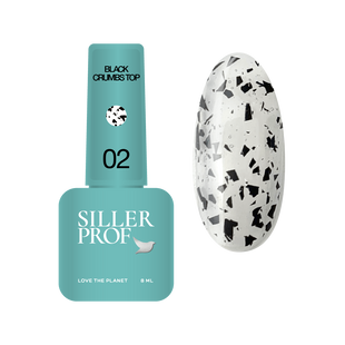 Siller Black Crumbs Top, 02, 8 мл &mdash; топ для гель-лаку з крихтами