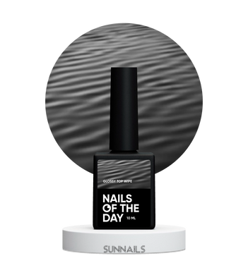 NAILSOFTHEDAY Glossy top wipe, 10 мл — глянцевий топ для гель-лаку з липким шаром, без уф-фільтрів