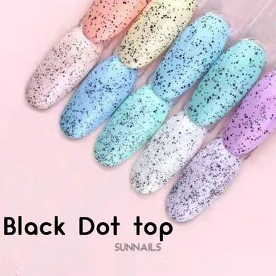 Toki-Toki Top Black Dot, 5 мл — топ для гель-лаку без липкого шару з чорними крапками