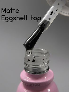 Toki-Toki Top Eggshell Matte, 5 мл — матовий топ для гель-лаку без липкого шару з чорними вкрапленнями