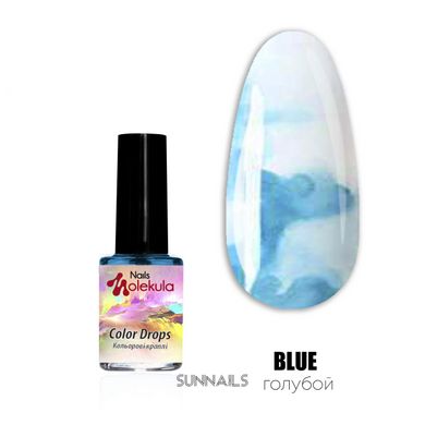 Nails Molekula Color Drops, Blue, 6 мл — акварельні краплі для дизайну нігтів, сині