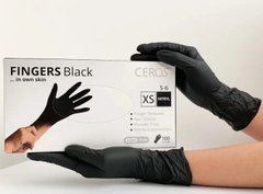CEROS Рукавички нітрилові, розмір S, неопудрені, Fingers Black