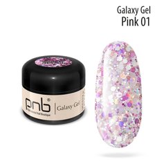 PNB Galaxy Gel, 01, 5 мл — гель для дизайну нігтів з глітером