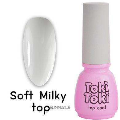 Toki-Toki Top Soft Milky, 5 мл — молочний топ для гель-лаку без липкого шару