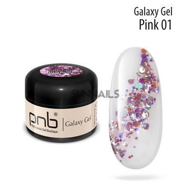 PNB Galaxy Gel, 01, 5 мл &mdash; гель для дизайну нігтів з глітером