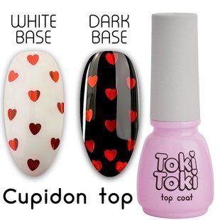 Toki-Toki Cupidon Top, 5 мл &mdash; топ для гель-лаку без липкого шару з червоними сердечками