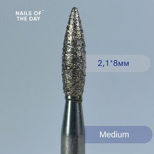 Nailsoftheday фреза алмазна полумʼя синя, 2,1*8 мм