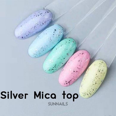 Toki-Toki Silver Mica Top, 5 мл — топ для гель-лаку без липкого шару з срібним шимером