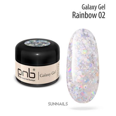 PNB Galaxy Gel, 02, 5 мл — гель для дизайну нігтів з глітером