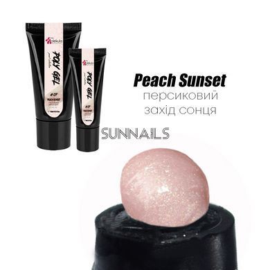 Nails Molekula Poly gel, 07, Peach Sunset, 15 мл &mdash; полігель для нарощення нігтів в тюбику, захід сонця