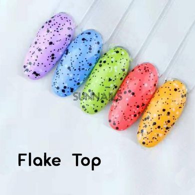 Toki-Toki Top Flake, 5 мл &mdash; топ для гель-лаку без липкого шару з чорно-білими крапками