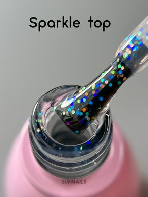 Toki-Toki Top Sparkle, 5 мл — топ для гель-лаку без липкого шару з голографічними шестигранниками