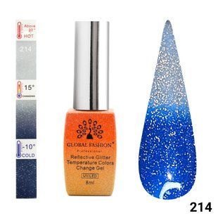 Global Fashion гель-лак Reflective Glitter Temperature Colors Change gel, 214, 8 мл