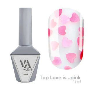 NEW Valeri Top Love Is Pink, 12 мл &mdash; топ для гель-лаку з серцями без липкого шару