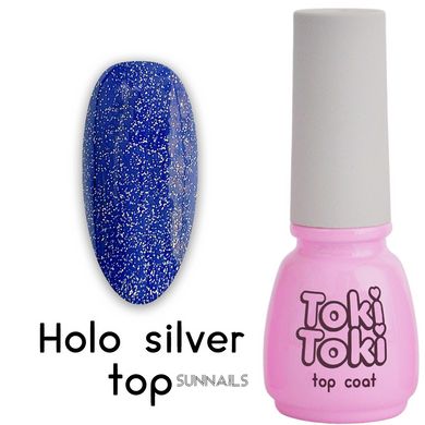 Toki-Toki Top Holo Silver, 5 мл — світловідбивний топ для гель-лаку без липкого шару