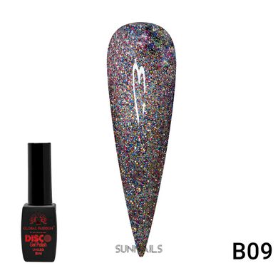 Global Fashion Disco gel polish, B09, 8 мл — гель-лак для нігтів світловідбивний