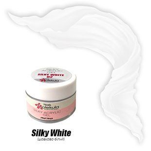 Nails Molekula Silky Acrylic Gel, 02, Silky White, 15 мл &mdash; акригель для нарощення нігтів в баночці, шовково-білий
