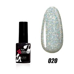 Nails Molekula Gel polish 020, 6 мл — гель-лак для нігтів, голографік срібло