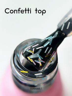 Toki-Toki Top Confetti, 5 мл — топ для гель-лаку без липкого шару з конфеті