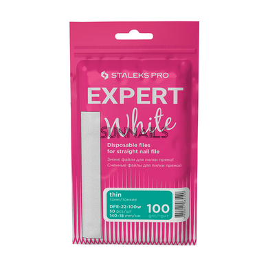 Staleks змінні файли білі для пилки прямої 100 грит 22 Expert 50 шт DFE-22-100w