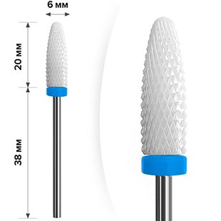 mART Керамічна фреза для зняття гель-лаку, M-220 — Полум'я, синє, 6*20 мм