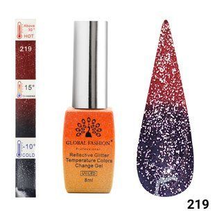 Global Fashion гель-лак Reflective Glitter Temperature Colors Change gel, 219, 8 мл