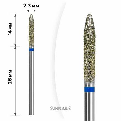 mART Фреза алмазна для манікюру, M-08 — Конус, синій, 2,3*14 мм