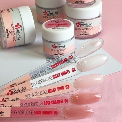 Nails Molekula Silky Acrylic Gel, 04, Rose-Caramel, 15 мл &mdash; акригель для нарощення нігтів в баночці, рожево-карамельний
