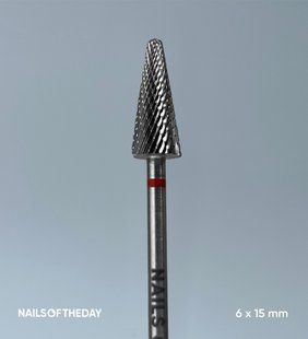 Nailsoftheday фреза твердосплавна конус червона, 6*15 мм