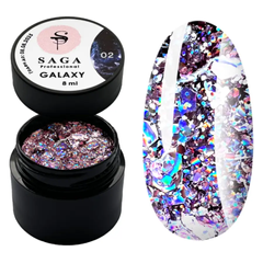 SAGA Professional Galaxy Glitter gel, 02, 8 мл — гель для дизайну з глітером