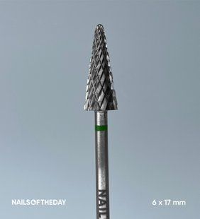 Nailsoftheday фреза твердосплавна конус зелена, 6*17 мм