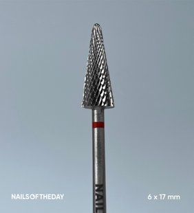 Nailsoftheday фреза твердосплавна конус червона, 6*17 мм