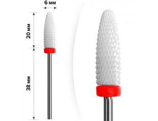 mART Керамічна фреза для зняття гель-лаку, M-206 — Полум'я, червоне, 6*20 мм