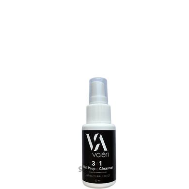 Valeri Nail Prep&Cleanser 3 в 1, 50 мл — засіб 3 в 1 для знежирення та зняття липкого шару