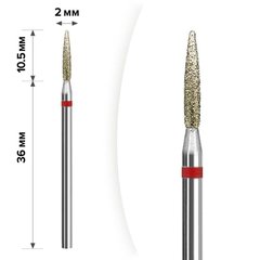 mART Фреза алмазна для манікюру, M-007 — Полум'я, червоне, 2*10,5 мм